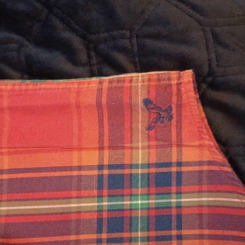 American Eagle Prep Fit Orange Plaid Button - Picture 5 of 8